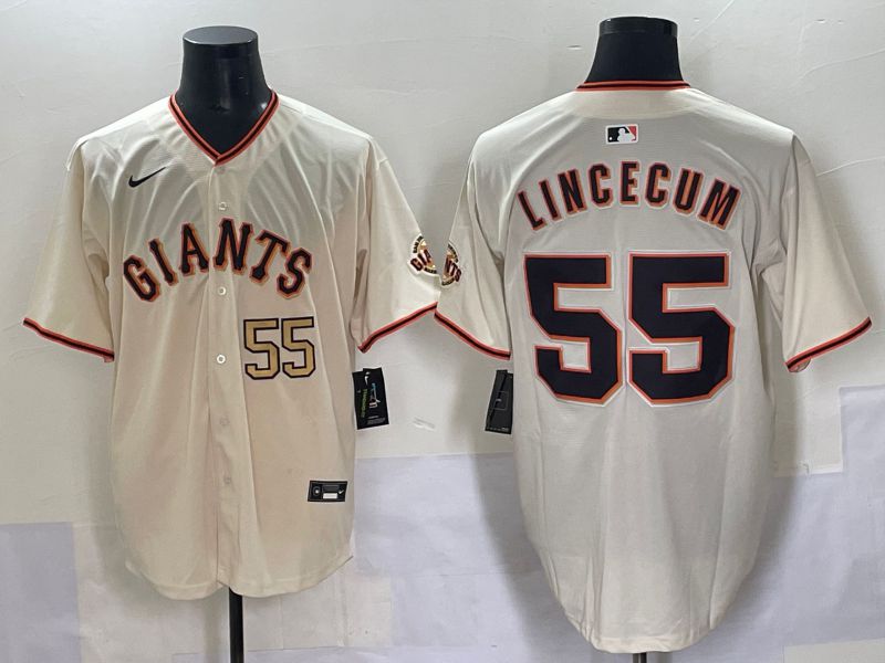 Men 2025 San Francisco Giants #55 Lincecum Cream Game Nike MLB Jersey style 2